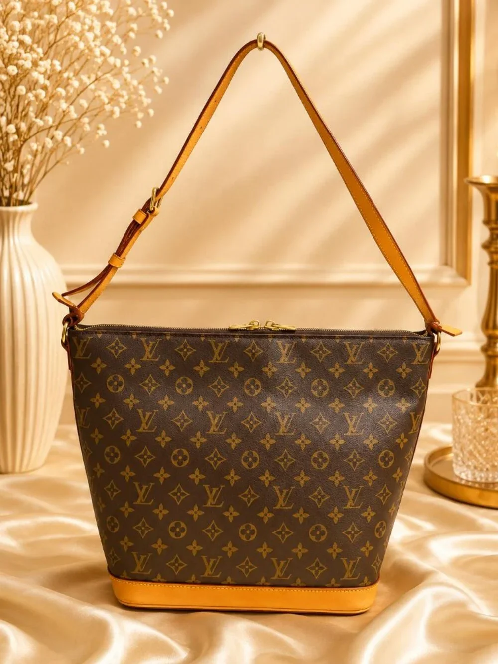 Authentic Louis Vuitton Amfar Three MM Monogram Canvas Shoulder Bag LV